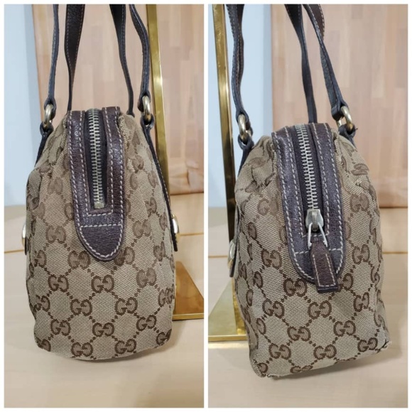 Authentic GUCCI Beige/Brown GG Canvas Charmy Boston Bag - Picture 5 of 11